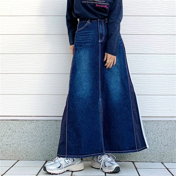 デニムドッキングスカート インディゴ Free