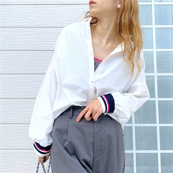 リブドッキングシャツ ホワイト Free