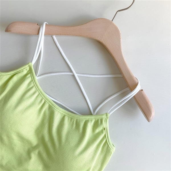 カップ付きバッククロスキャミ イエロー Free