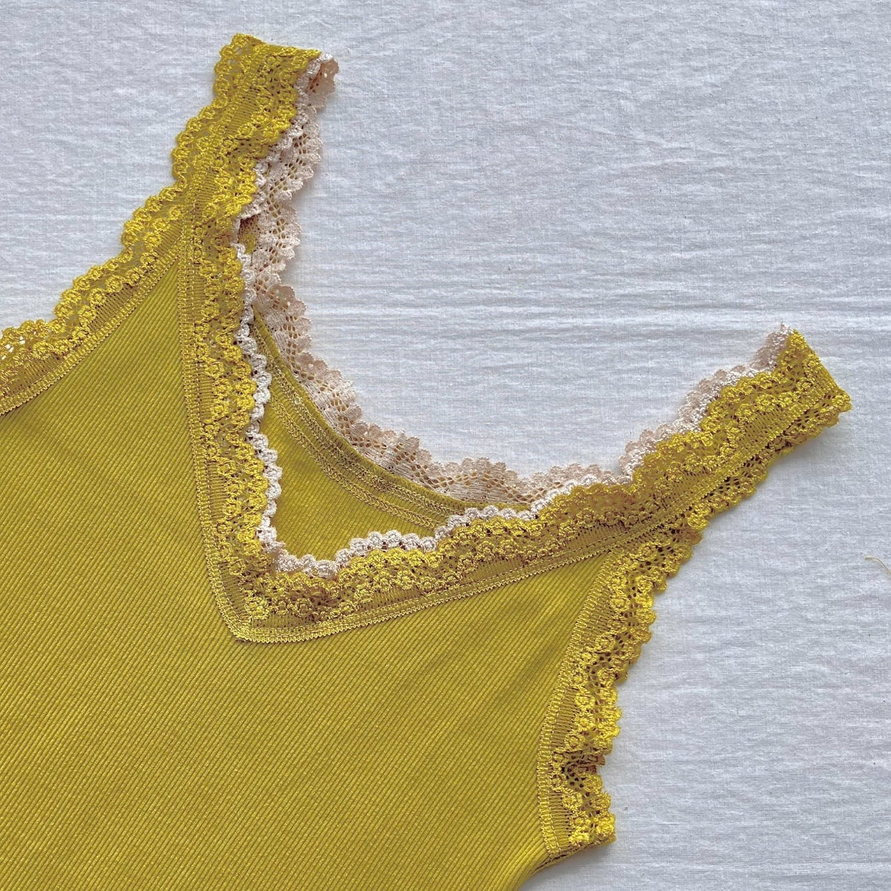 【定番】バイカラーテレコタンク マスタード Free