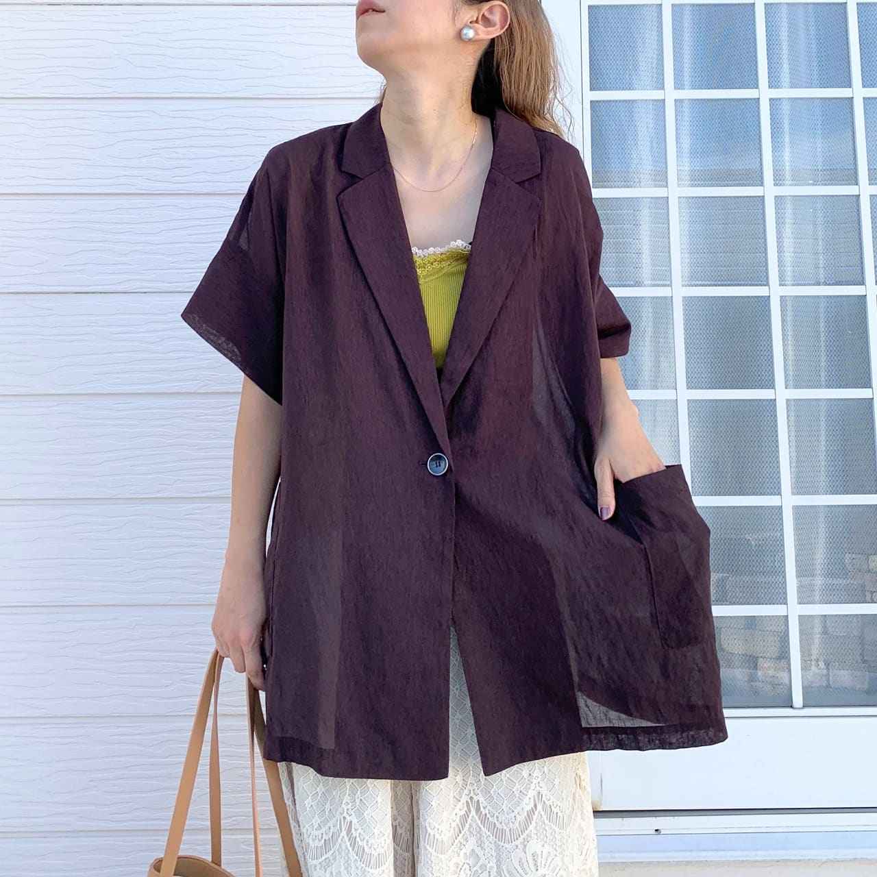 ハイツイストシアージャケット ブラウン Free