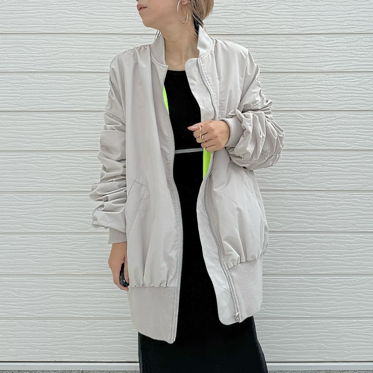 MA-1ギャザーブルゾン グレージュ Free