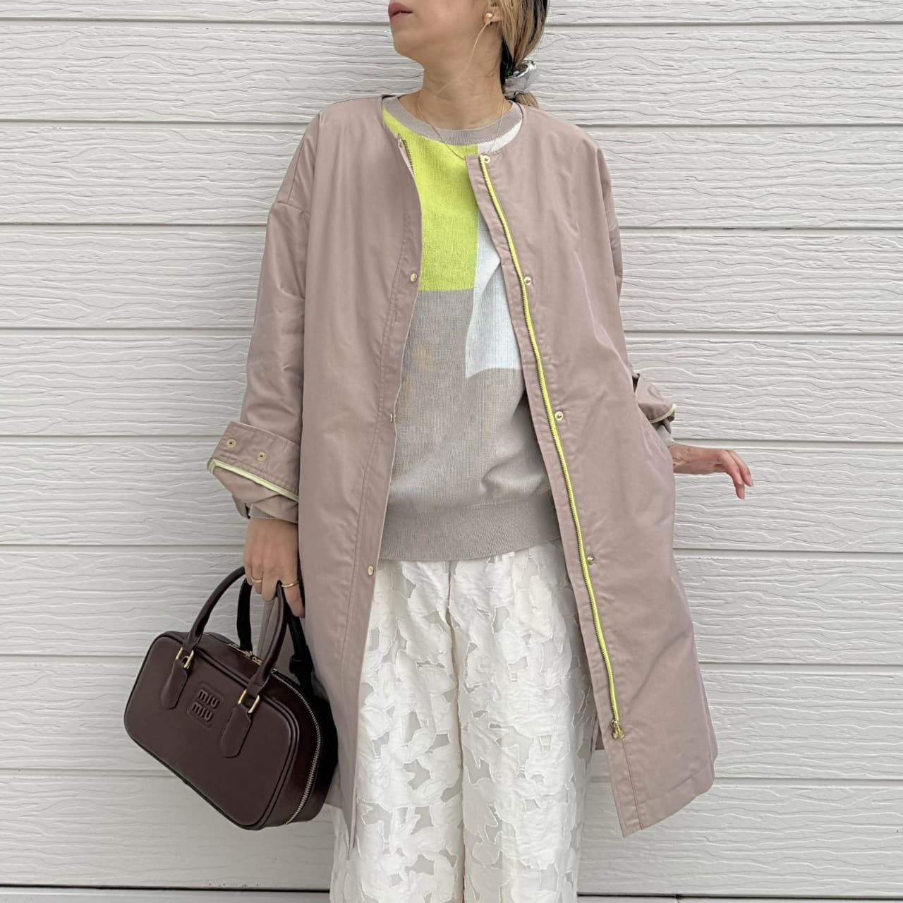 ノーカラーツイルコート ベージュ Free