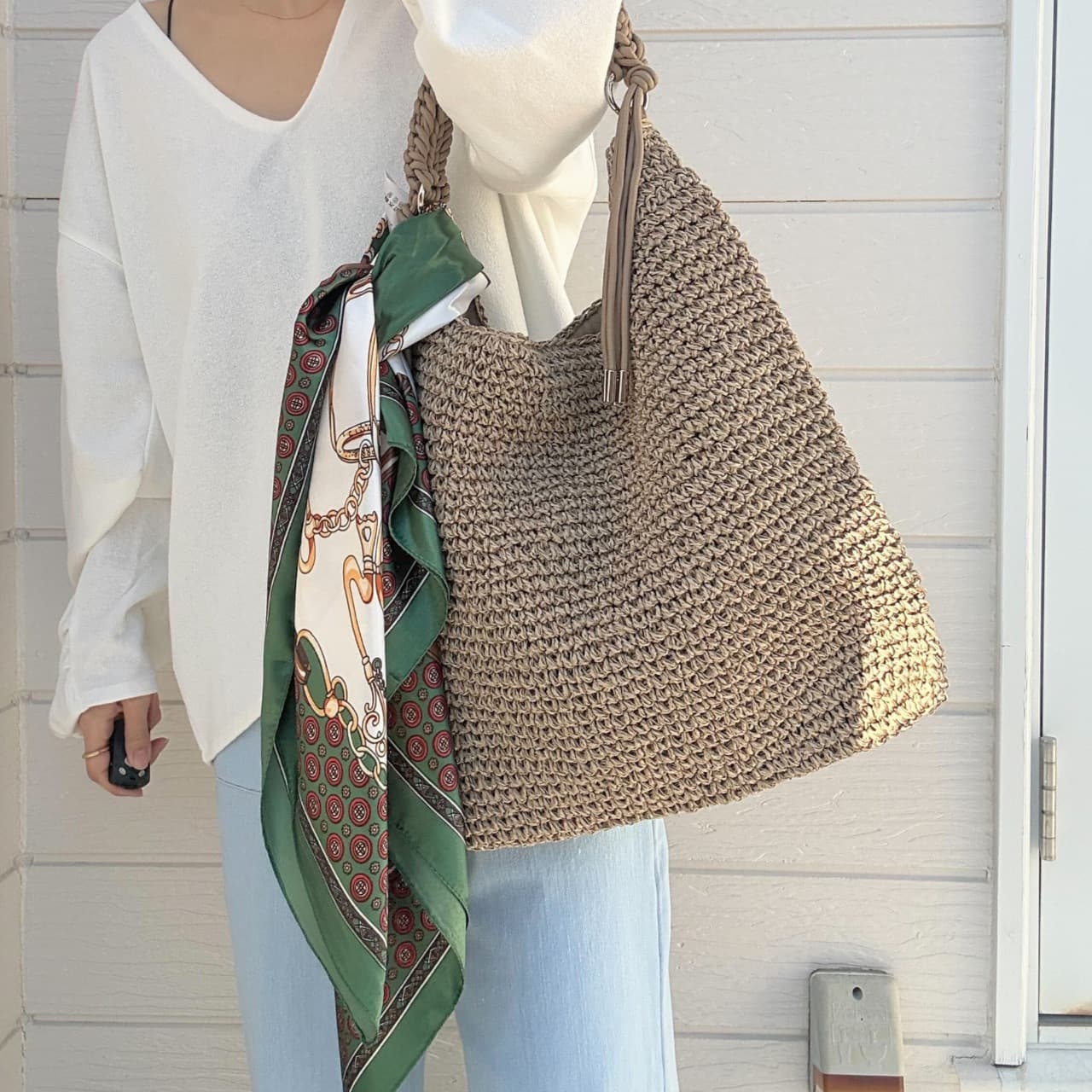 パラコードクロシェトート ベージュ Free