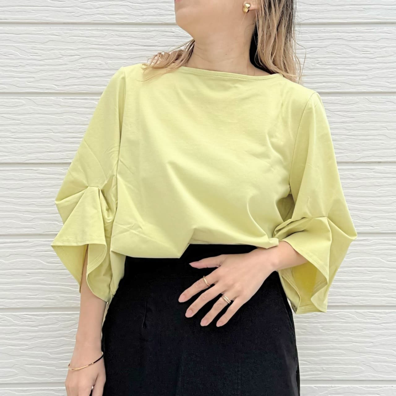 シルケットプルオーバー ライムイエロー Free