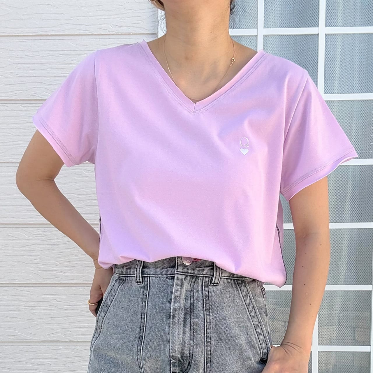 Airlyポイント刺繍デイリーT ピンク Free