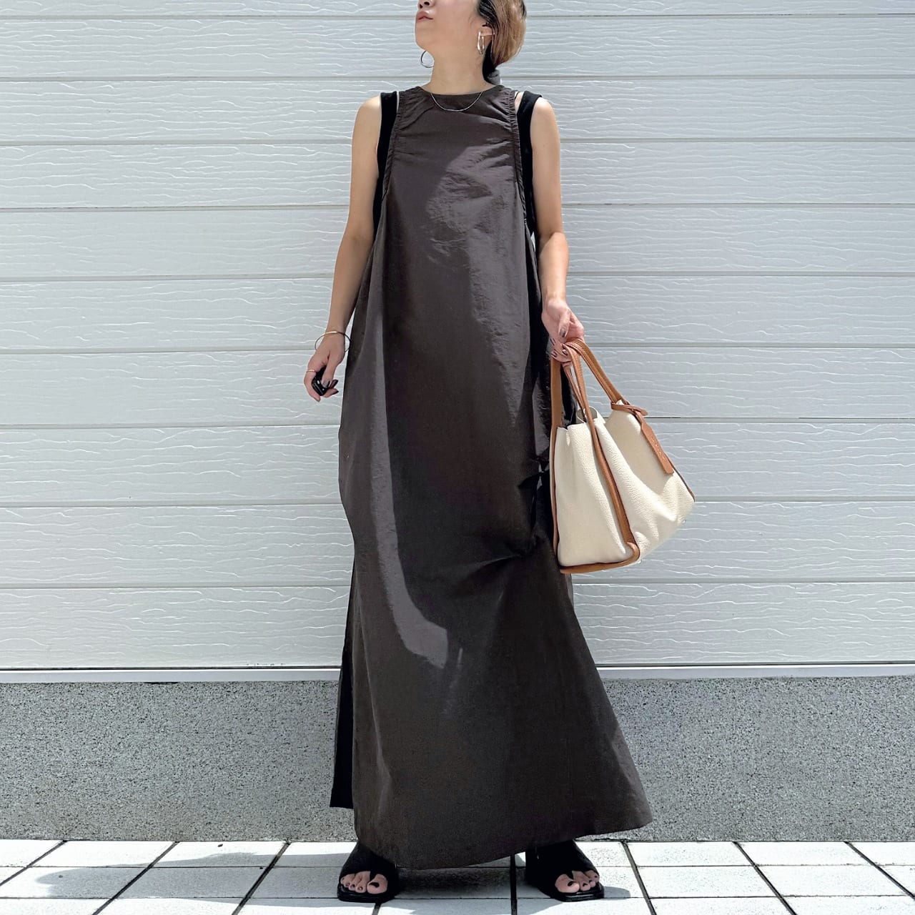 リブ付きワンピース