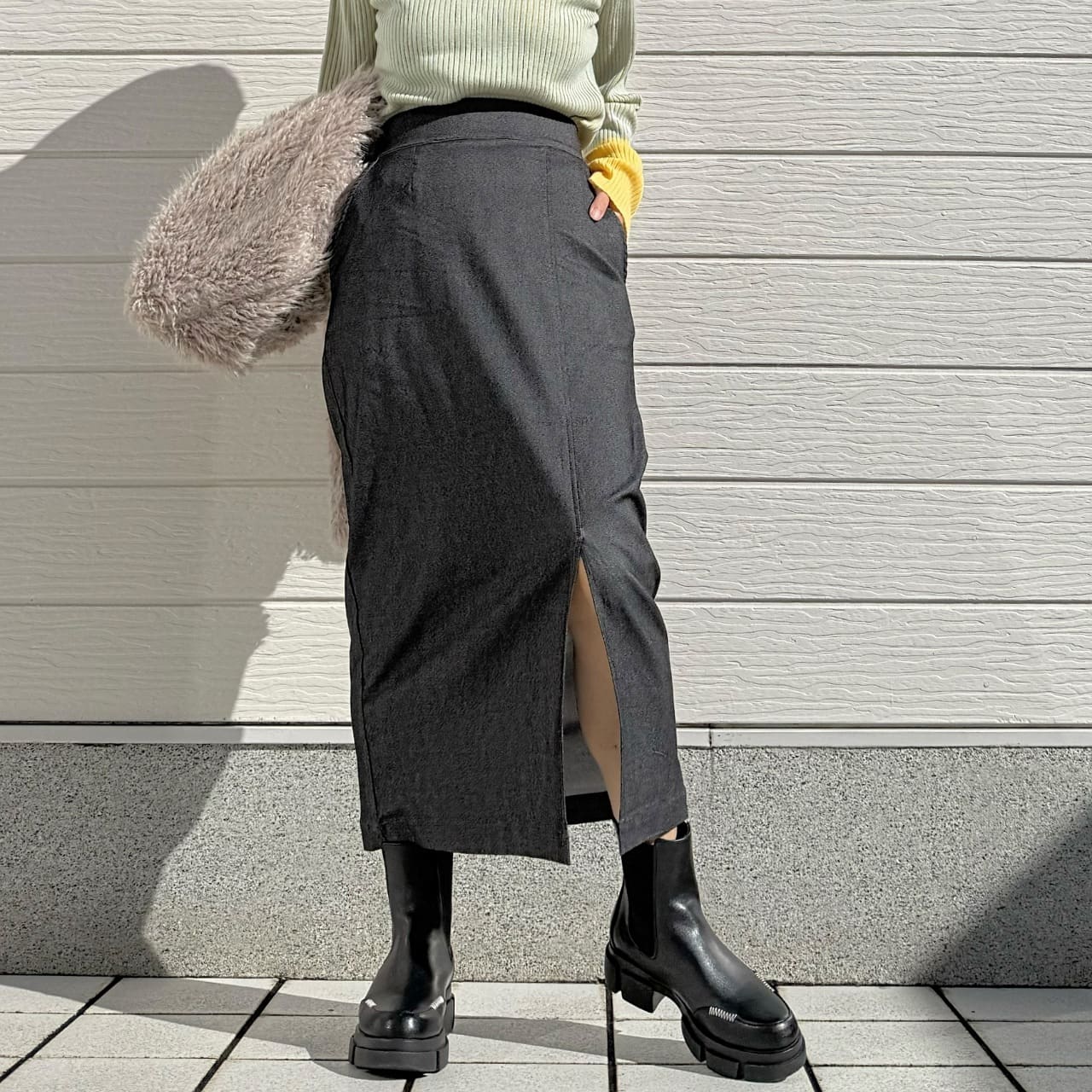 裏毛ストレッチタイトスカート