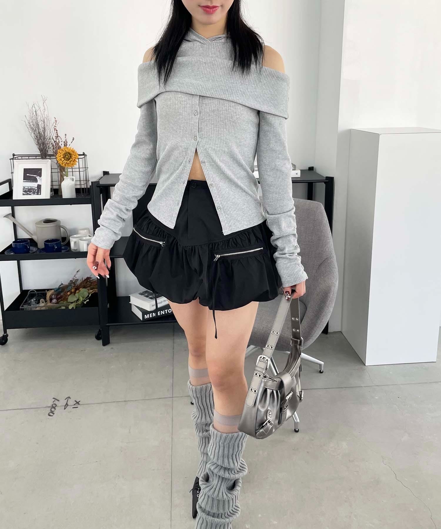 ポケットリボンバルーンスカート グレー F