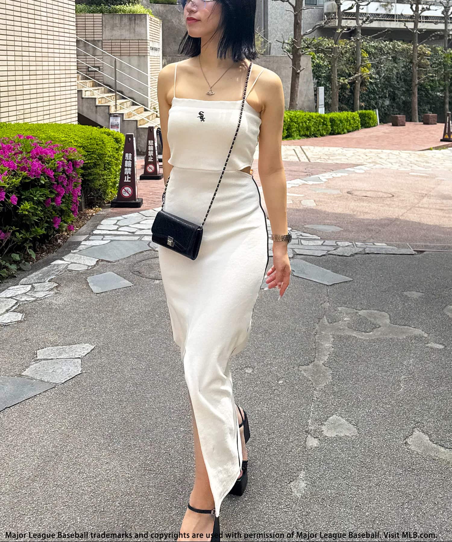 【MLB】サイドオープンキャミロングワンピース ブラック F