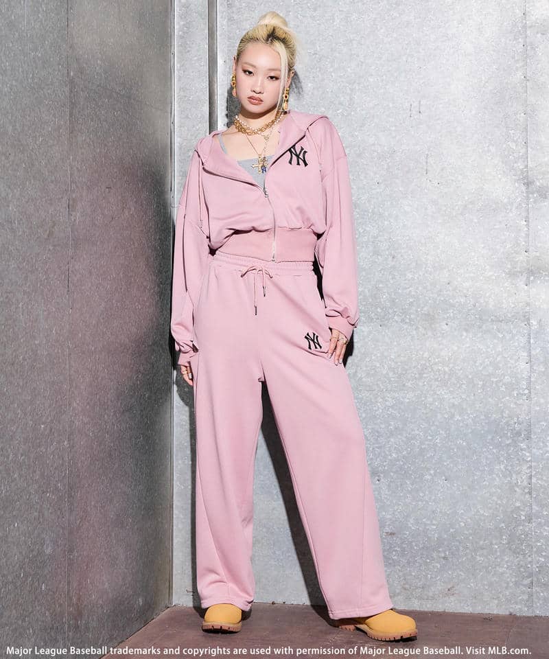 【MLB】サイドカッティングスウェットパンツ ピンク F