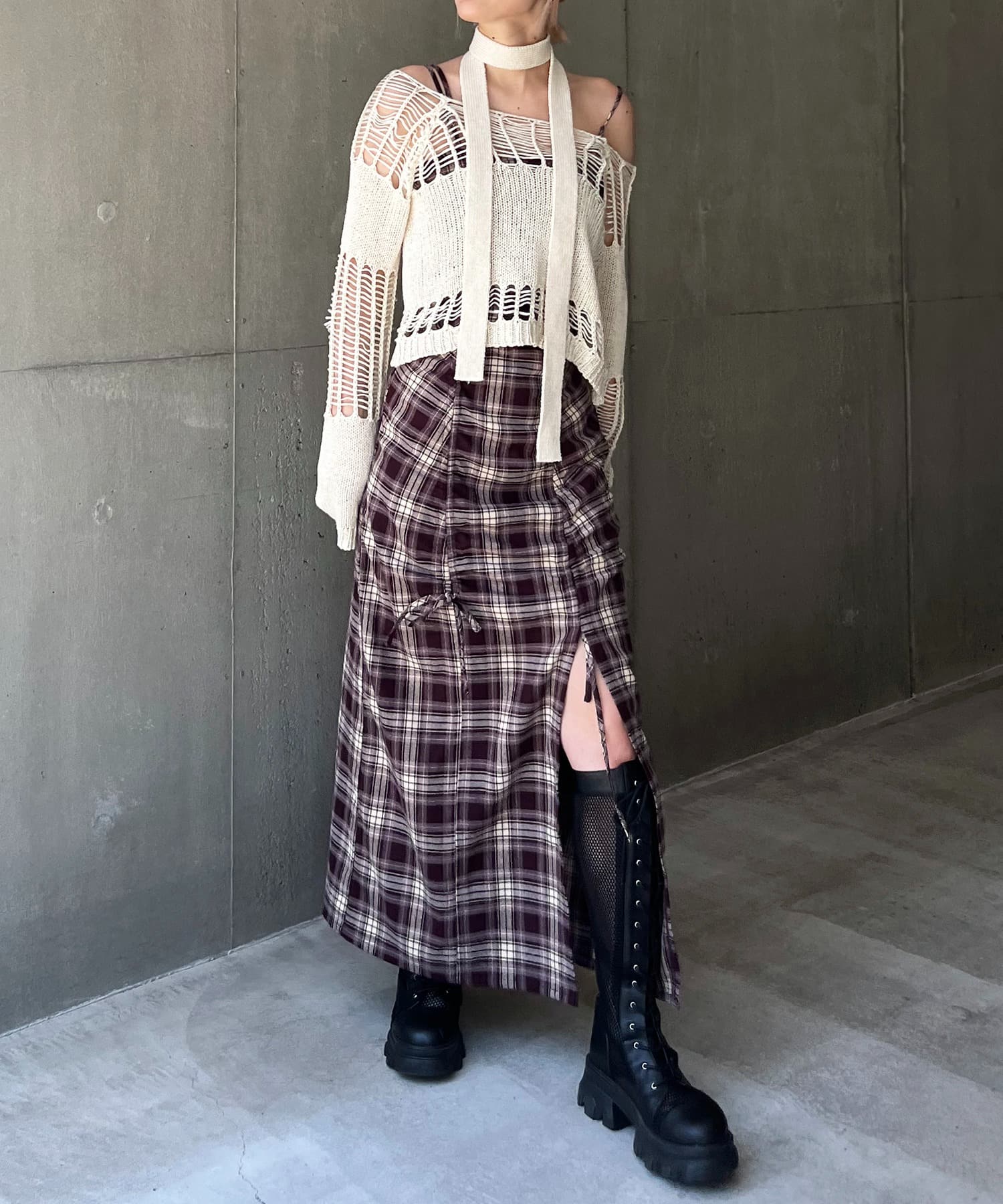 ストール付きかぎ編みショートトップス ホワイト F