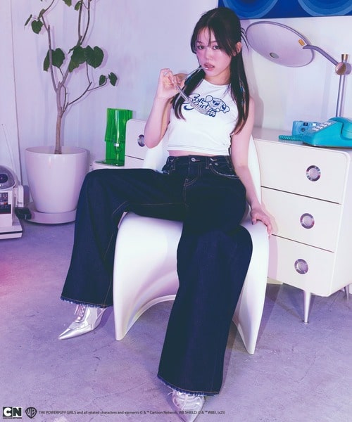 【THE POWERPUFF GIRLS/パワーパフ ガールズ】カップ付きアメスリタンクトップ ブルー F