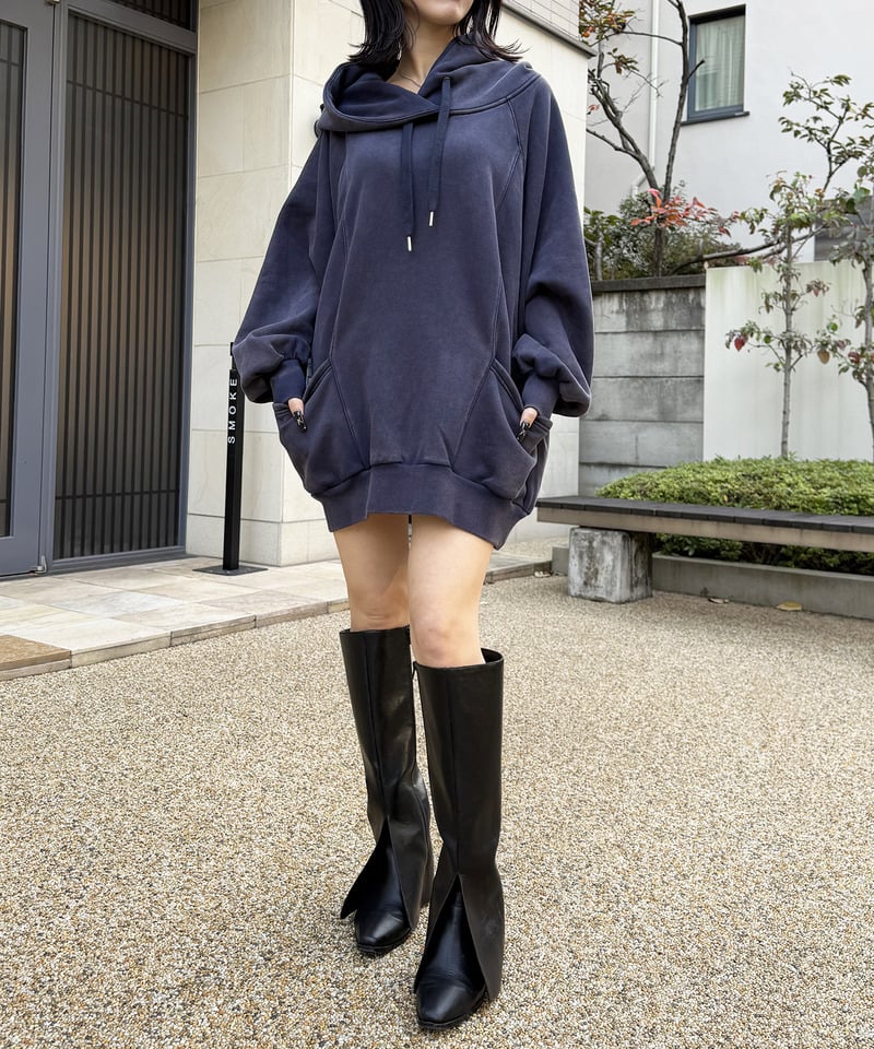 ピグメントドルマンパーカーワンピース ブルー F