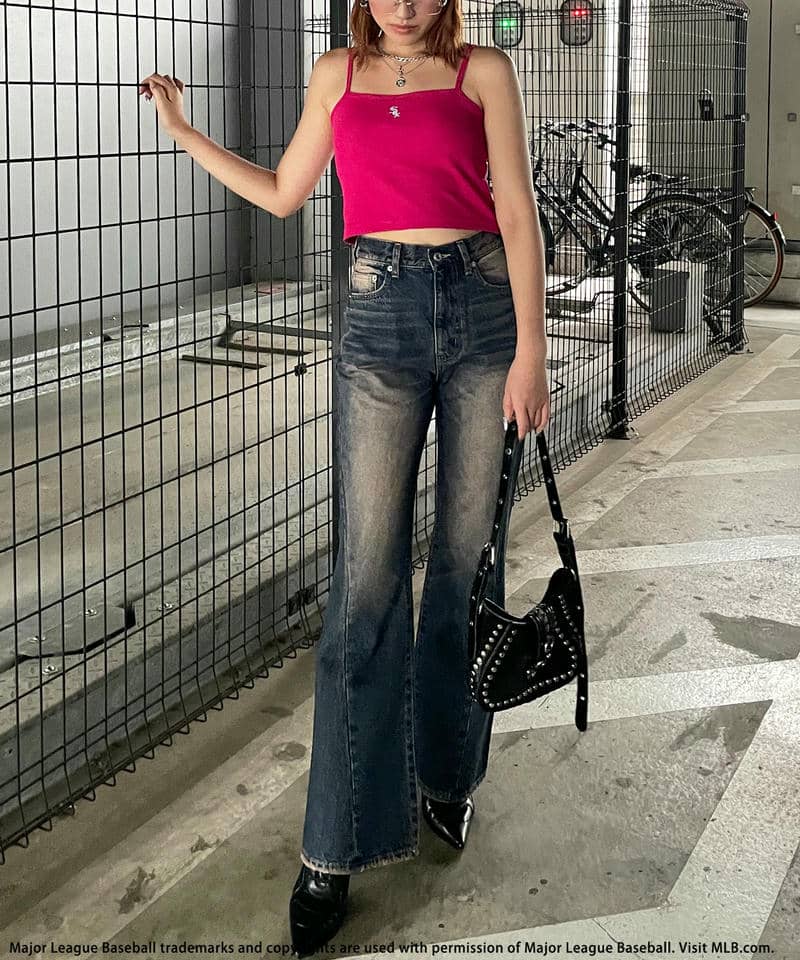 【MLB】カップ付きワンポイントロゴサーマルキャミソール ピンク F