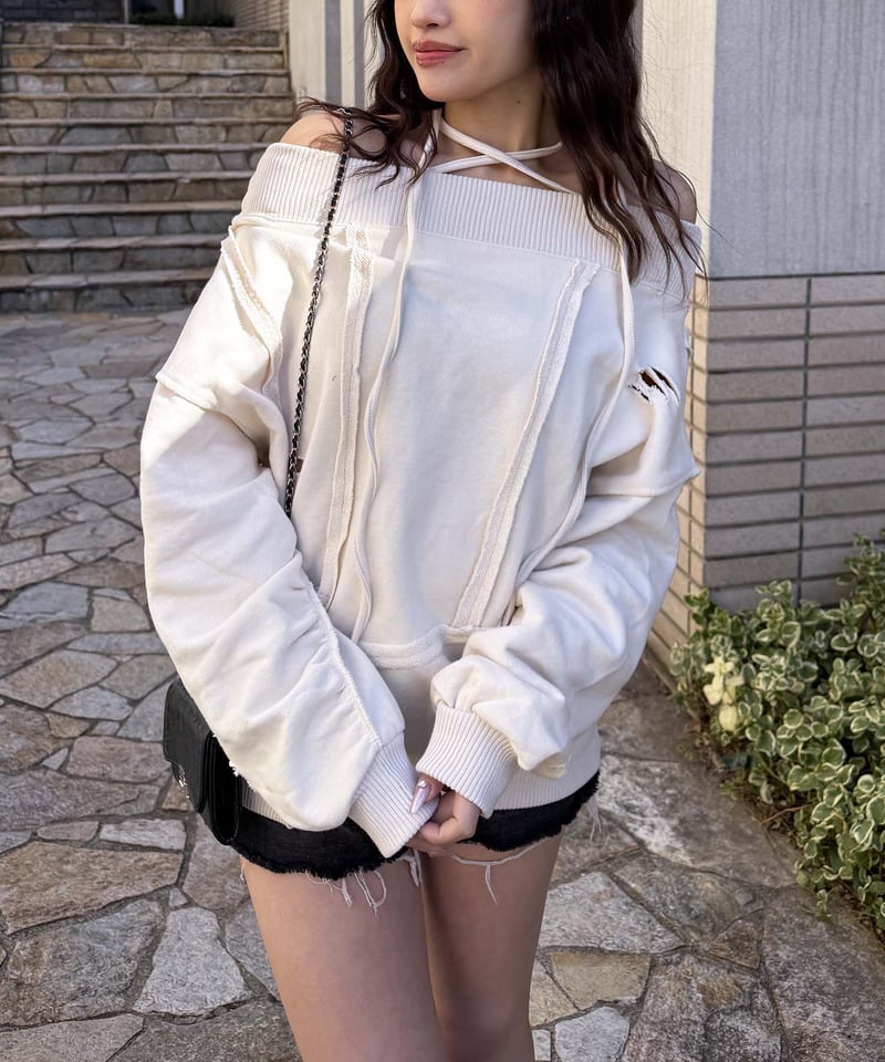 チョーカーピグメントオーバーチュニック オフホワイト F