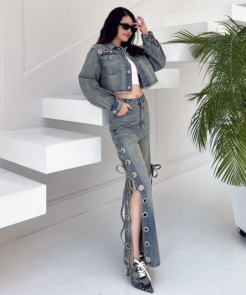 ポインテッドスニーカーミュール カーキ系 M