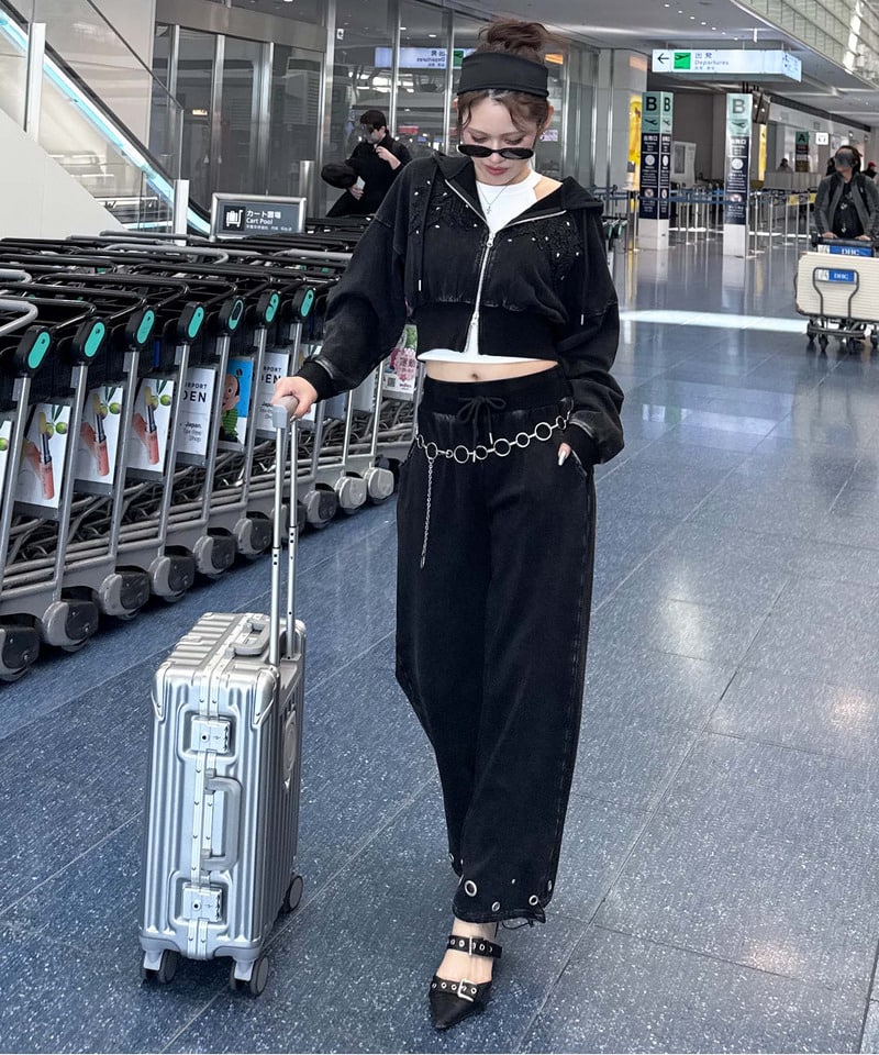 アイレットスウェットパンツ ブラック F