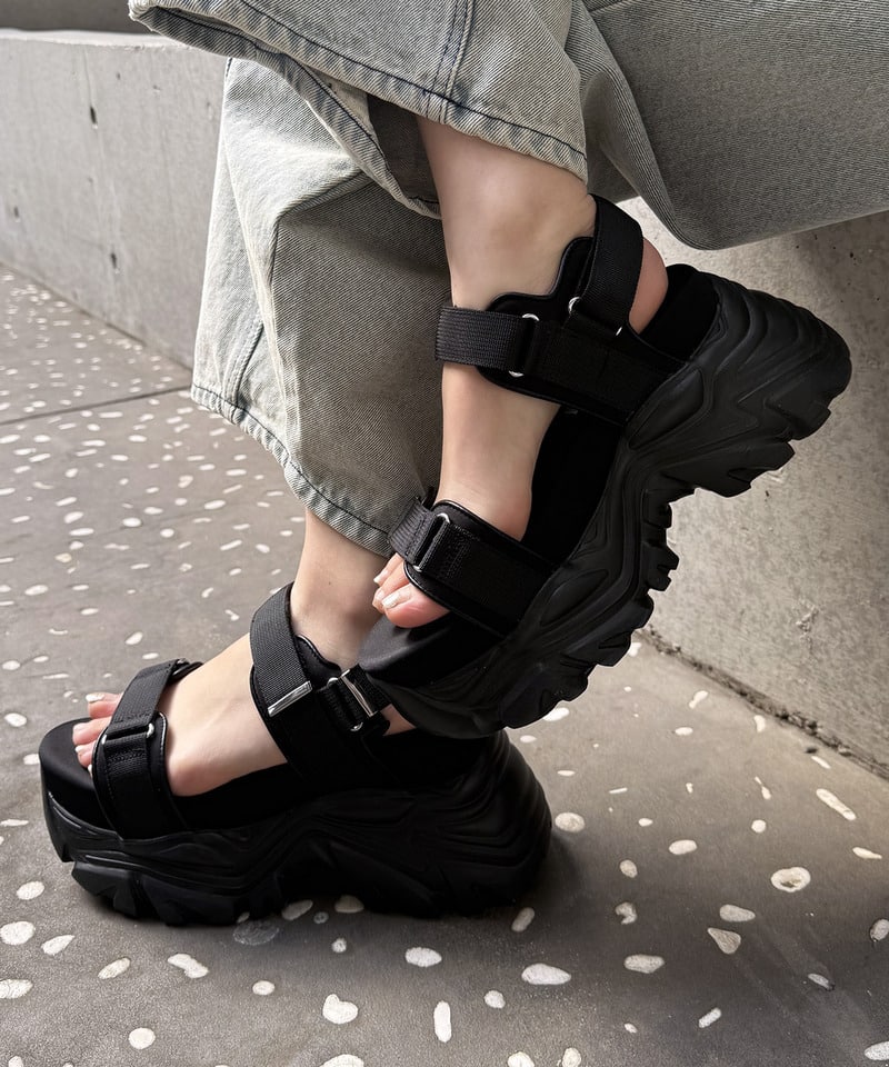 厚底スポーツサンダル ブラック S