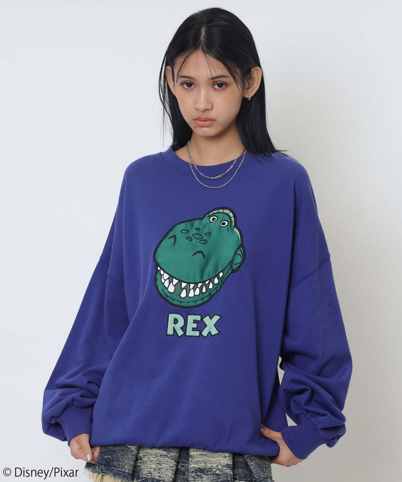 【Disney/Pixar/レックス】裏毛プルオーバー ブルー F