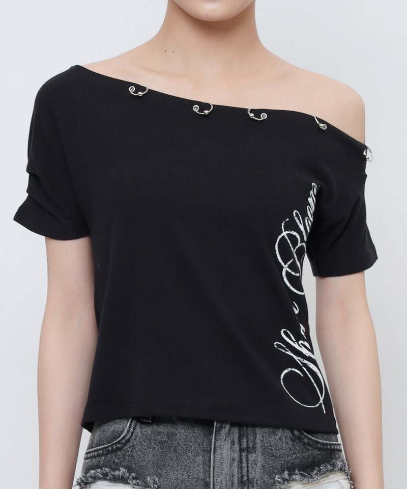 ワンショルフープピアスＴシャツ ホワイト F