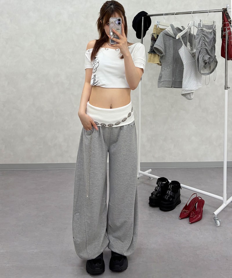 【接触冷感】ダブルウエストスウェットパンツ グレー F