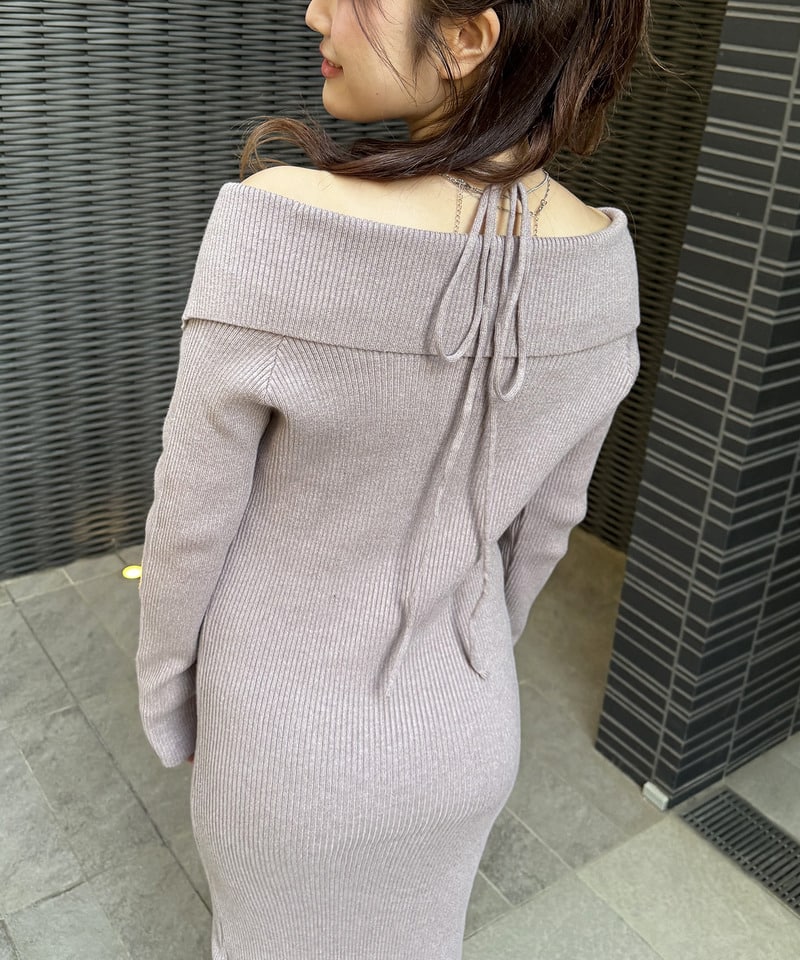 ビックカラーZIPロングワンピース ベージュ F