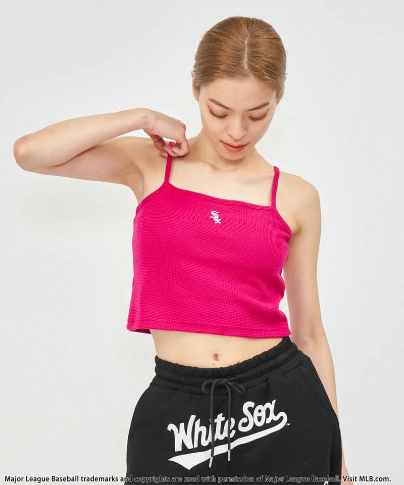 【MLB】カップ付きワンポイントロゴサーマルキャミソール ピンク F