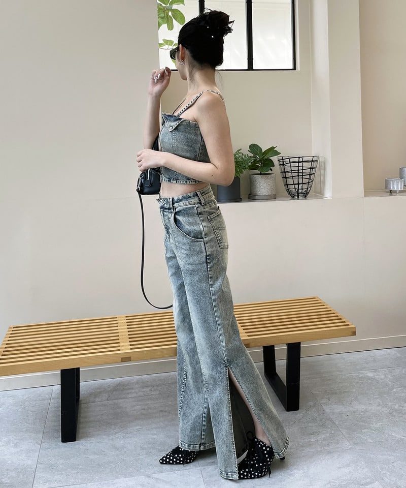 デニムビスチェセットアップ デニムブルー S