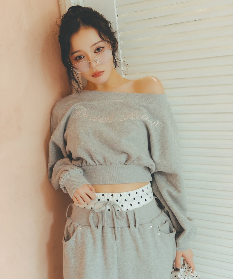 【SET UP対応】ウエストデザインバックロゴ刺しゅうパンツ グレー F