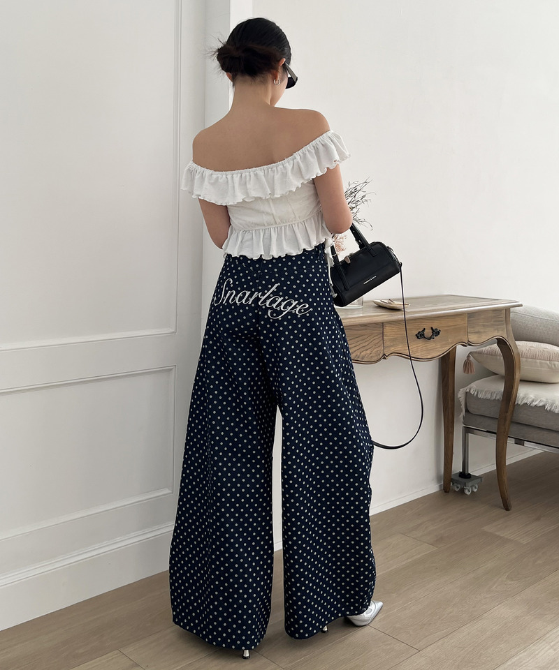 ドット柄バレルレッグパンツ ドット柄 S