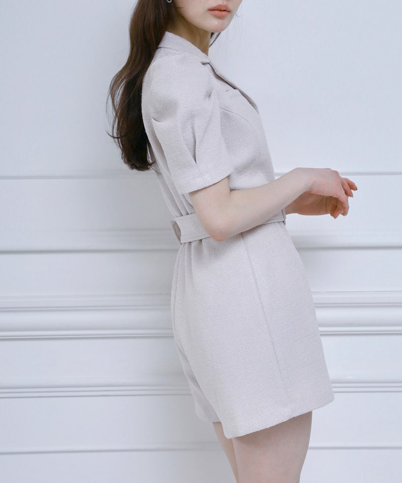 【ONLINE限定カラーあり】ツイードテーラーコンビネゾン ベージュ F