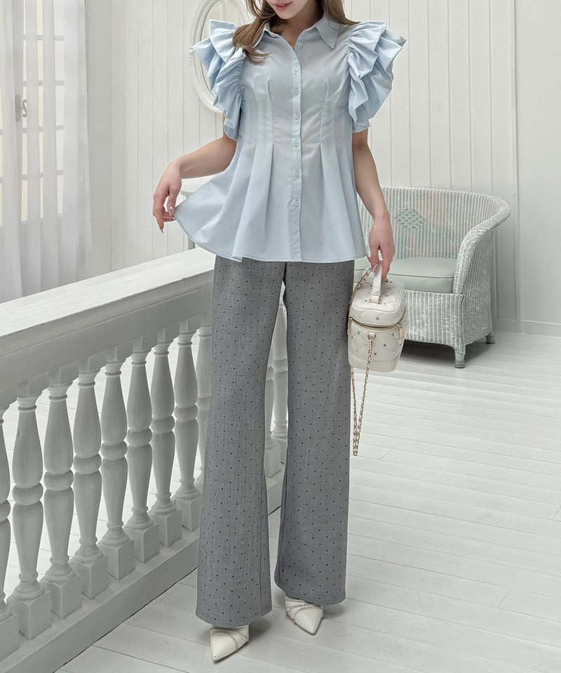 ドットワイドパンツ グレー F