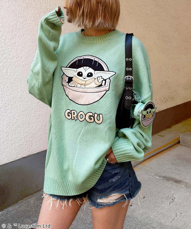 【STAR WARS/マンダロリアン/グローグー】オーバーニット グリーン F