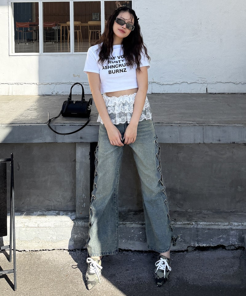 ラインストーンロゴミニTシャツ ドット F