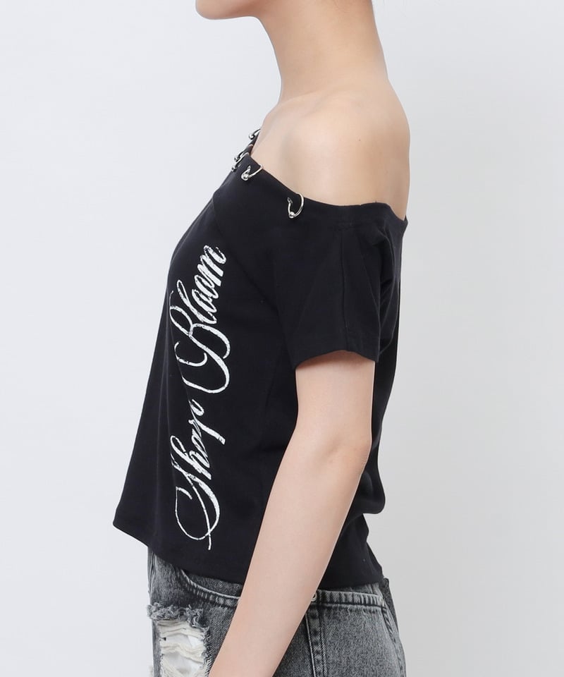 ワンショルフープピアスＴシャツ ホワイト F