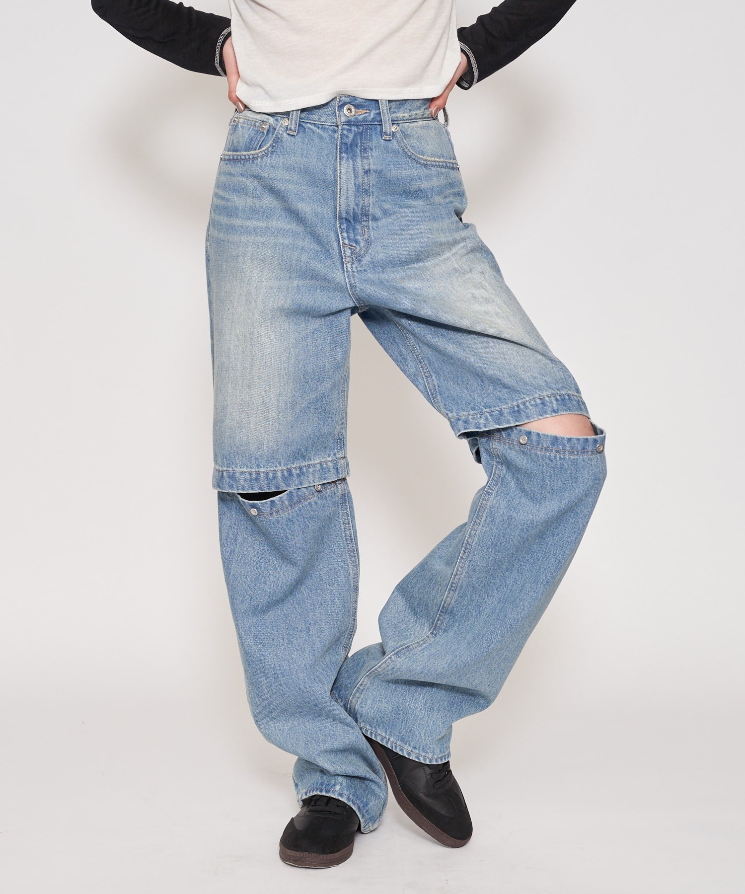 【MLB】コンバーチカルロゴデニム ホワイト S