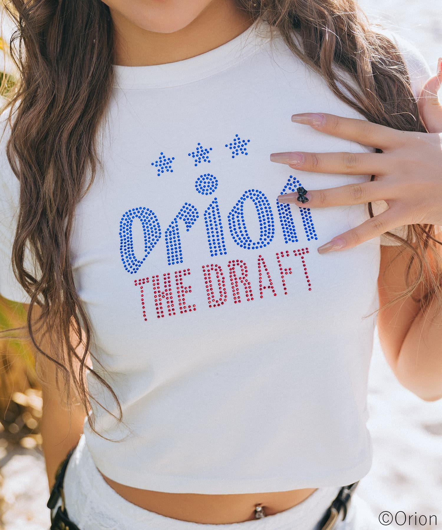 【Orion/オリオン】ラインストーンちびTシャツ ホワイト F