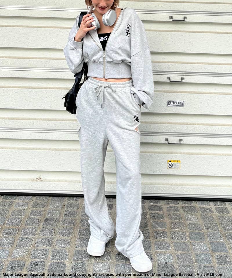 【MLB】サイドカッティングスウェットパンツ ピンク F