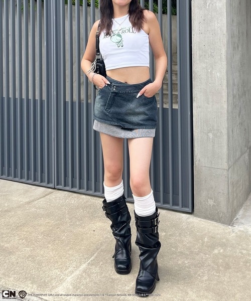 【THE POWERPUFF GIRLS/パワーパフ ガールズ】カップ付きアメスリタンクトップ ブルー F