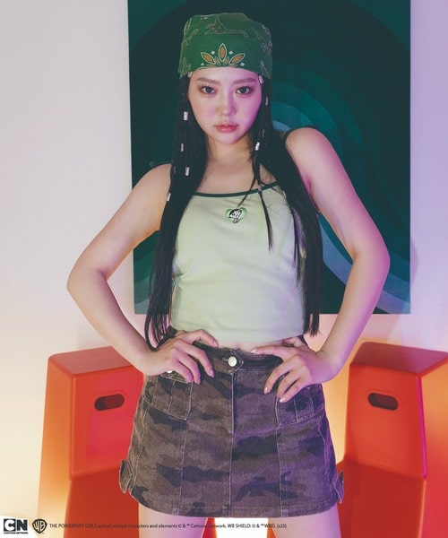 【THE POWERPUFF GIRLS/パワーパフ ガールズ】肩リボンワンポイント刺繍キャミソール レッド F