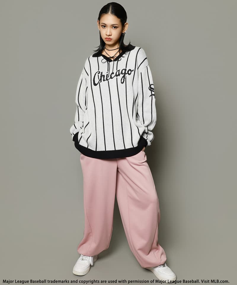 【MLB】ユニフォーム風オーバーニット レッド系 F