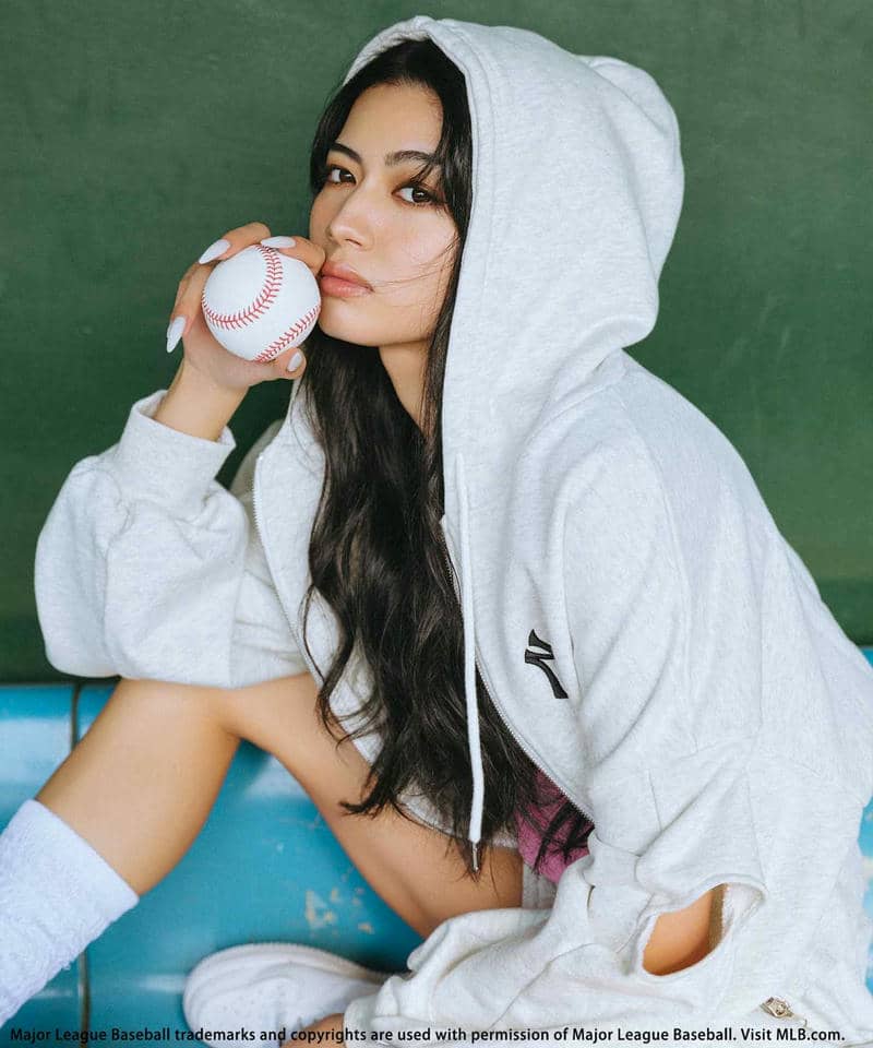 【MLB】ZIPロゴフーディーセットアップ ピンク F