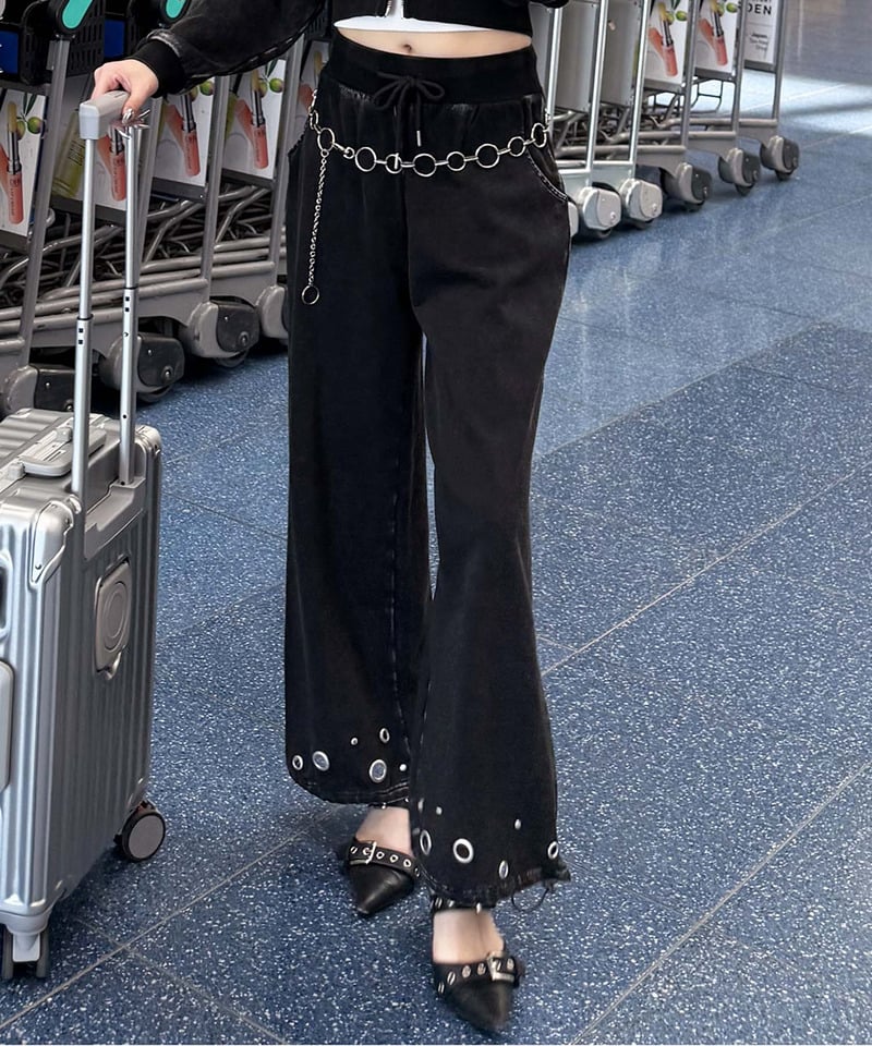 アイレットスウェットパンツ ブラック F