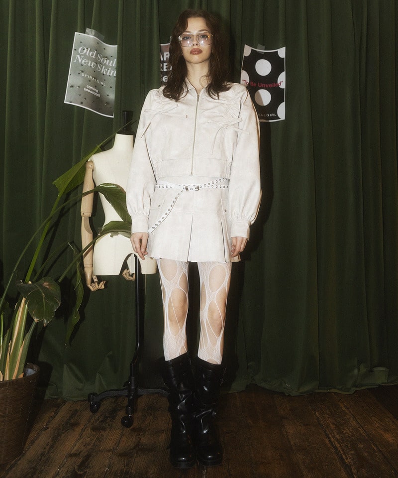 合皮プリーツスカート オフホワイト F