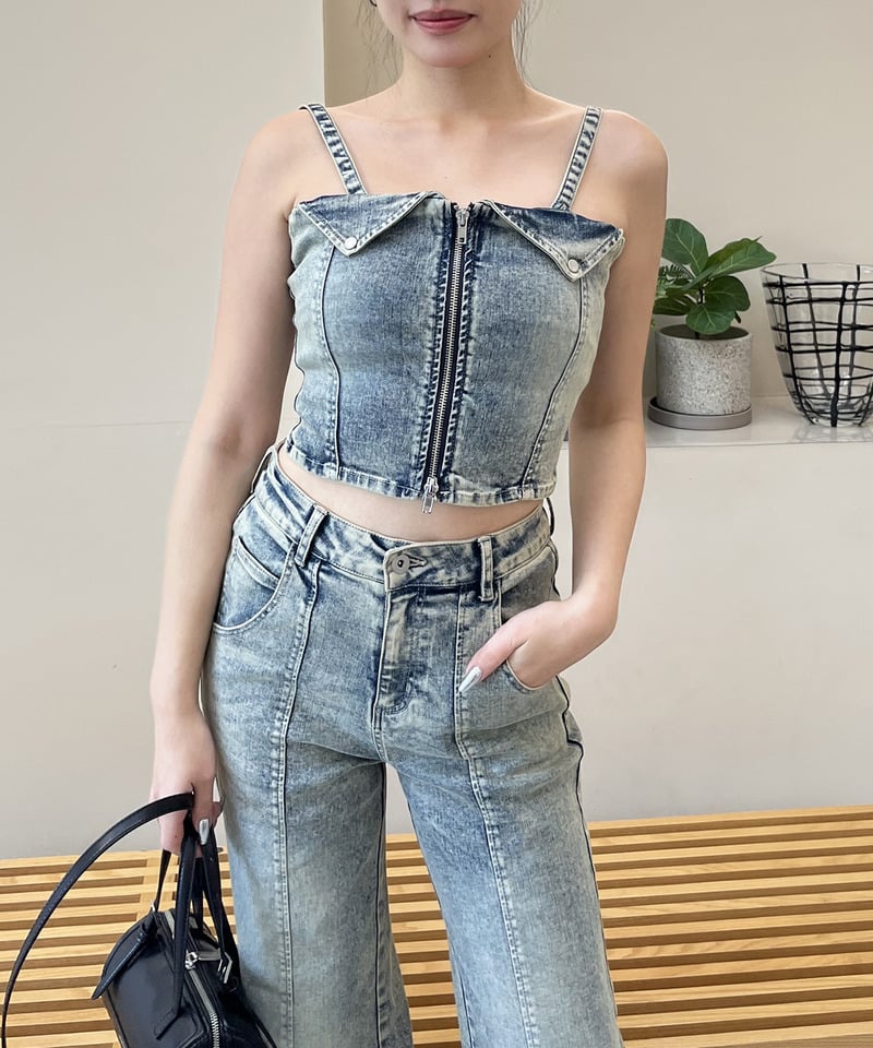 デニムビスチェセットアップ デニムブルー S