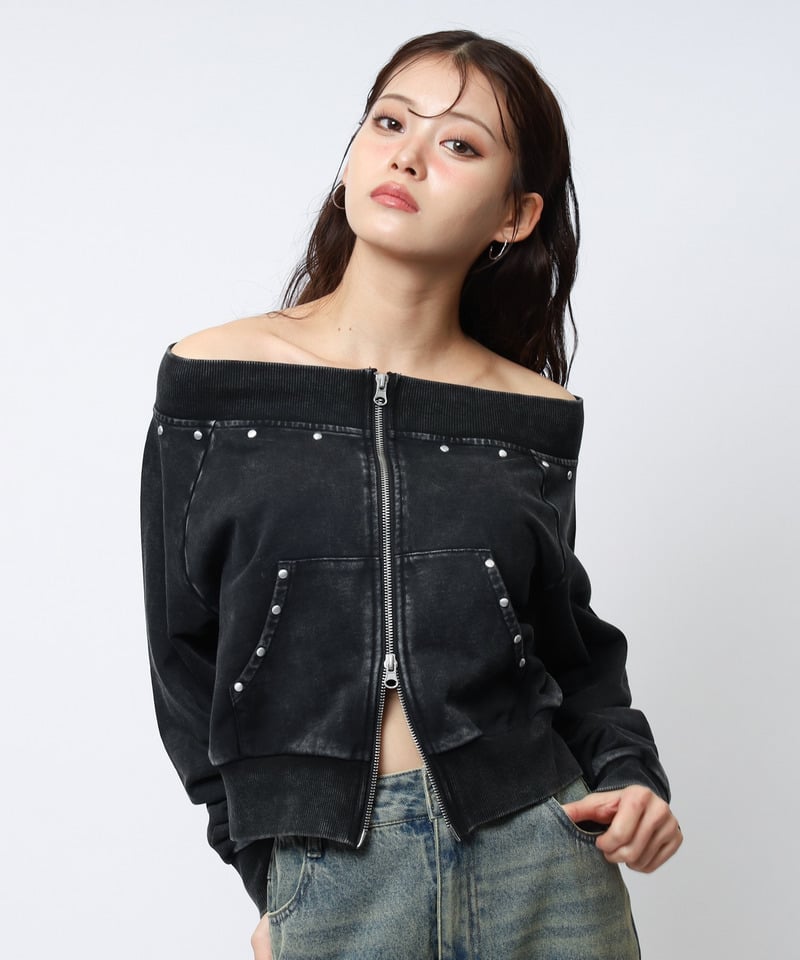 フロストオフショルトップス ブラック F