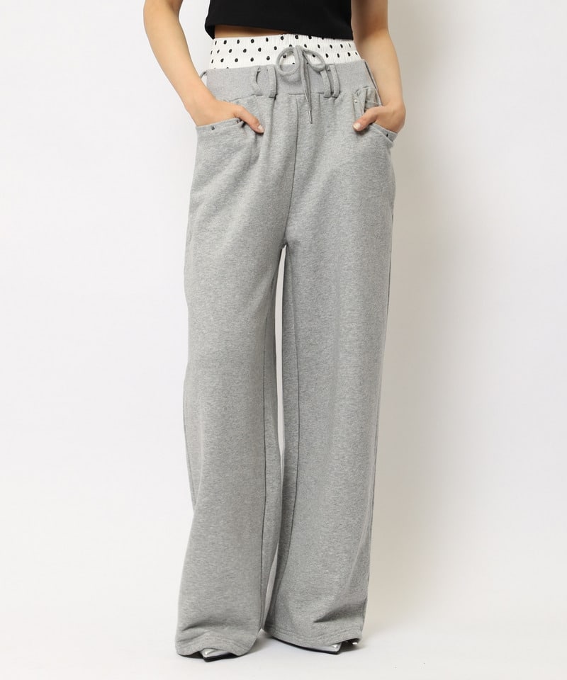 【SET UP対応】ウエストデザインバックロゴ刺しゅうパンツ グレー F