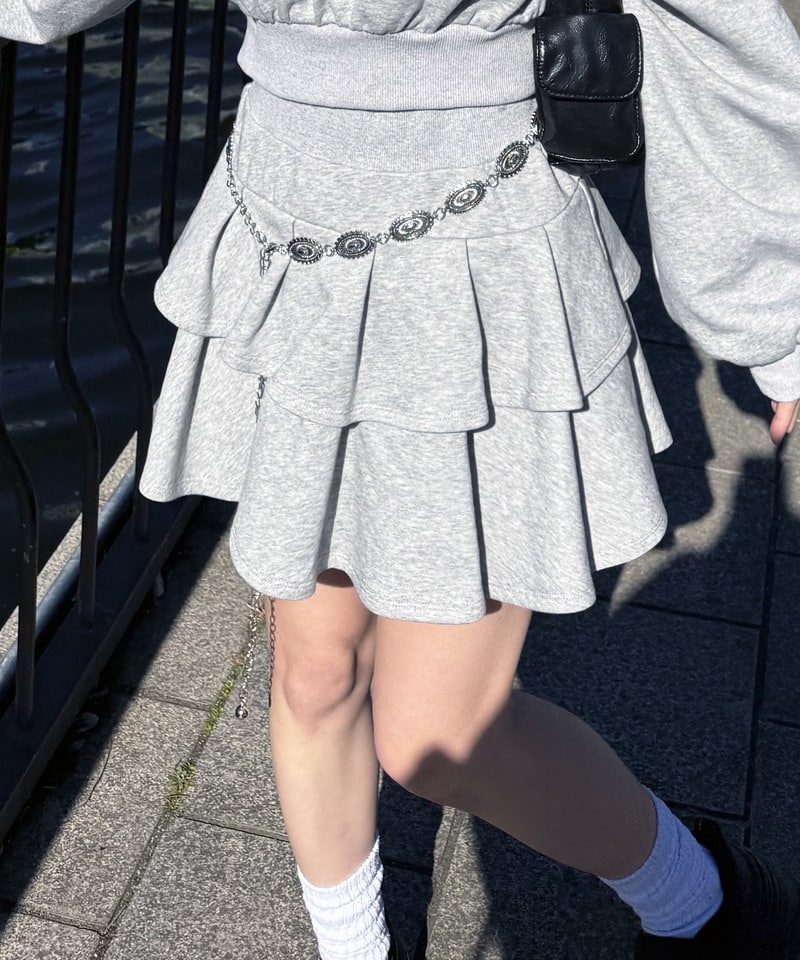 【SET UP対応】ティアードミニスカート グレー F