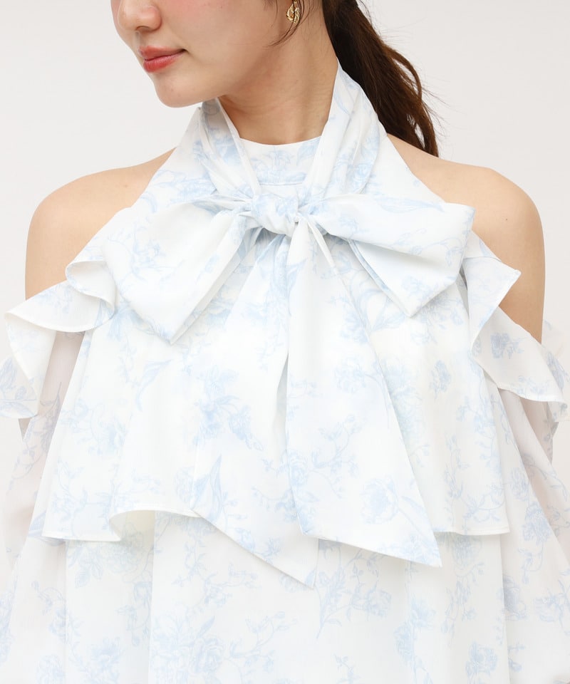 【ONLINE限定カラーあり】リボン付コールドショルダーブラウスセットアップ その他 F